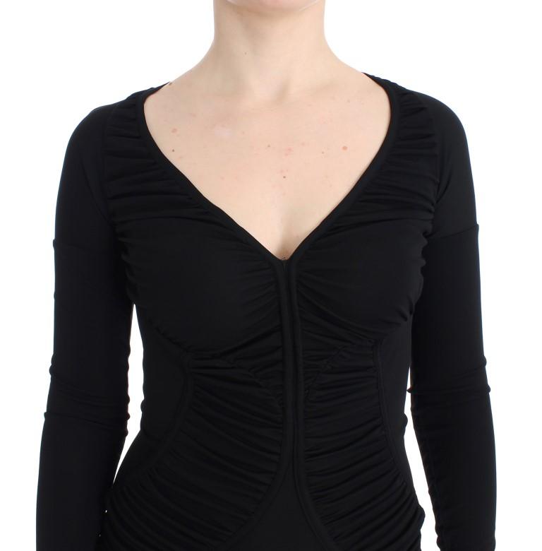 Black Longsleeved Wiggle Viscose Pencil Dress