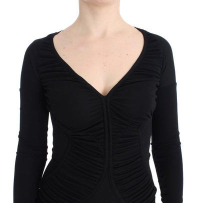 Black Longsleeved Wiggle Viscose Pencil Dress