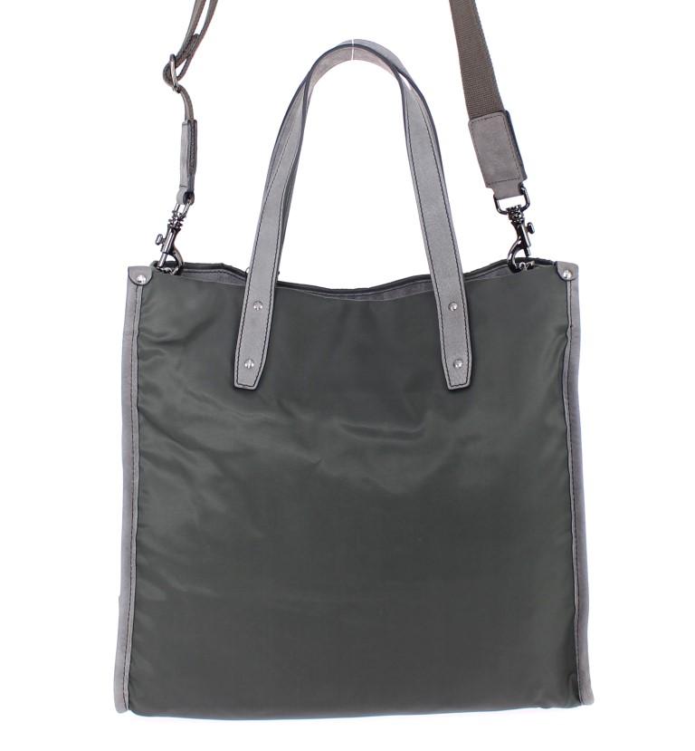 Green nylon tote bag