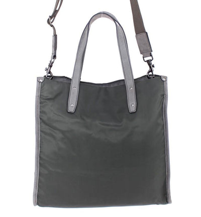 Green nylon tote bag