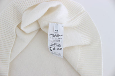 White Cashmere Floral Pearl Sweater