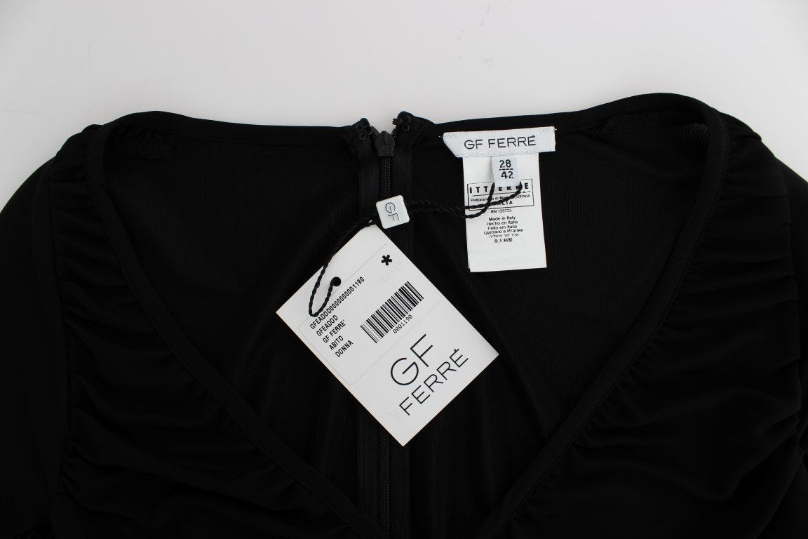Black Longsleeved Wiggle Viscose Pencil Dress