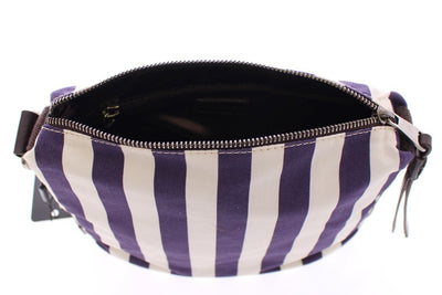 Purple striped canvas toiletry bag
