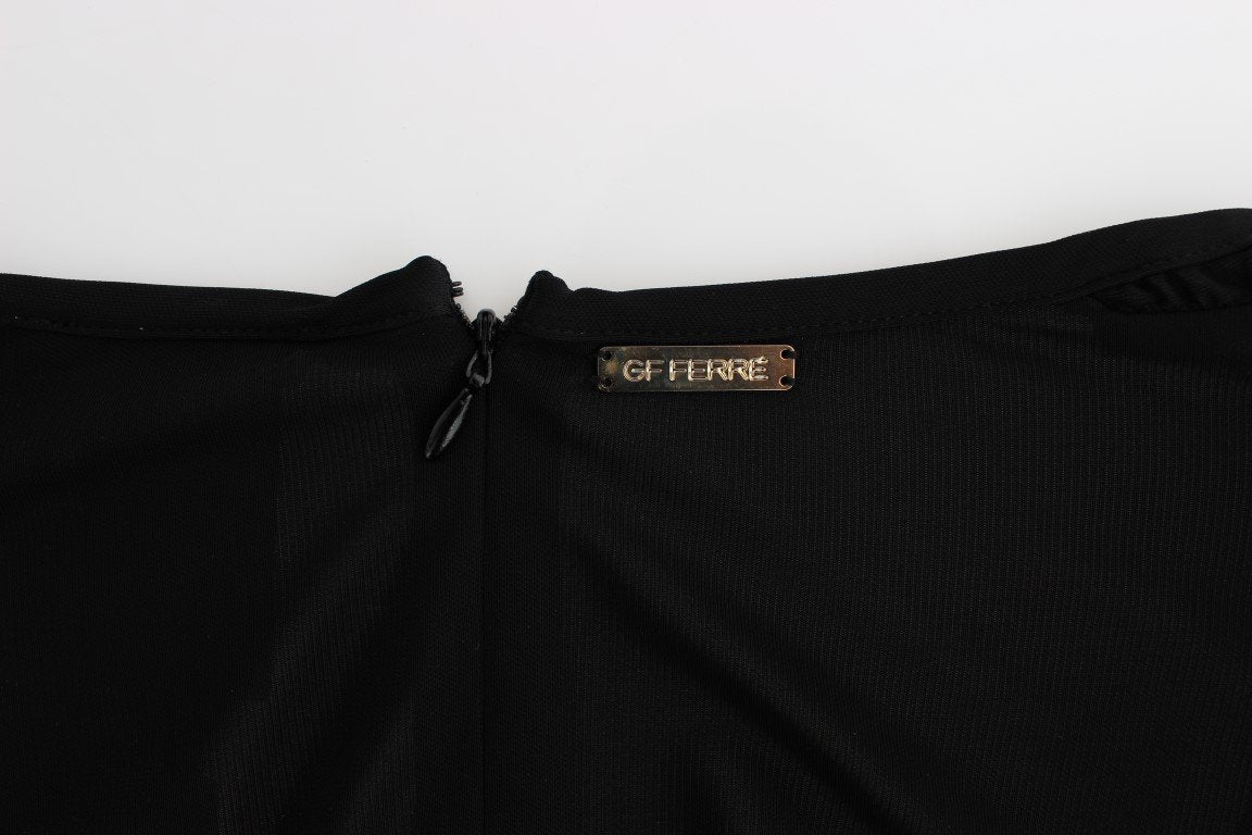Black Longsleeved Wiggle Viscose Pencil Dress