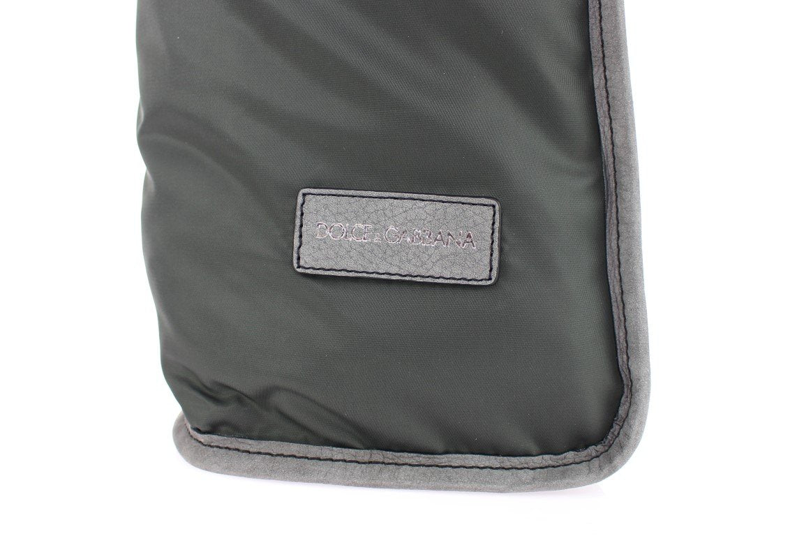 Green nylon tote bag