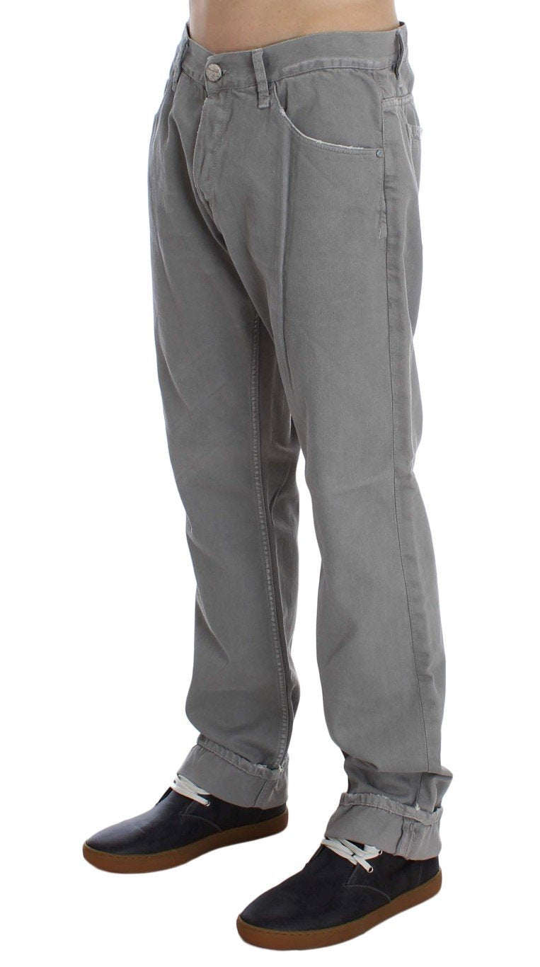 Gray Cotton Straight Fit Jeans