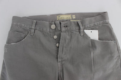 Gray Cotton Straight Fit Jeans