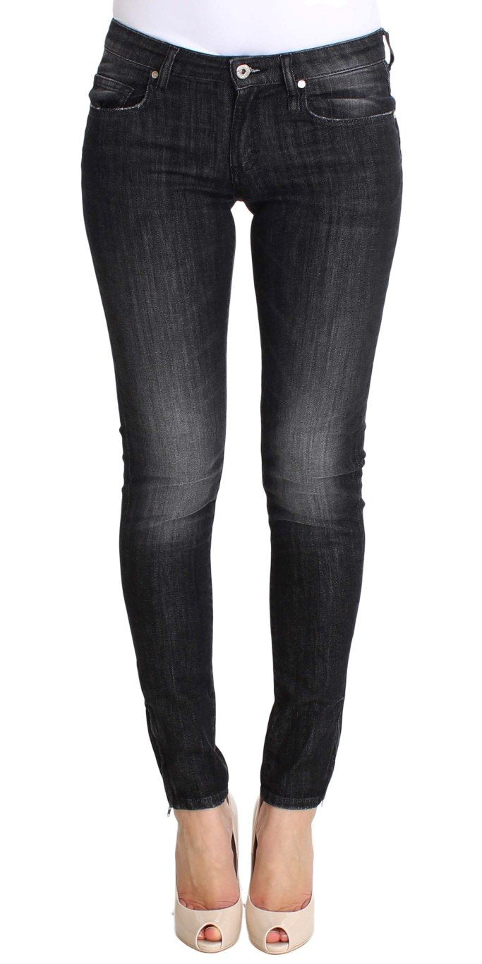 Gray Wash Cotton Denim Stretch Skinny Fit Jeans