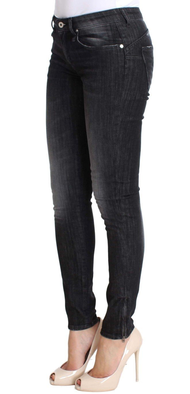 Gray Wash Cotton Denim Stretch Skinny Fit Jeans
