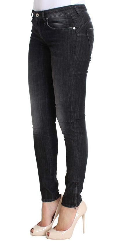 Gray Wash Cotton Denim Stretch Skinny Fit Jeans