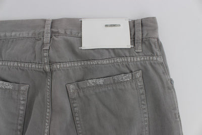 Gray Cotton Straight Fit Jeans