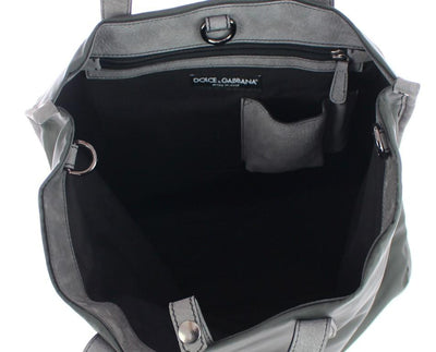Green nylon tote bag