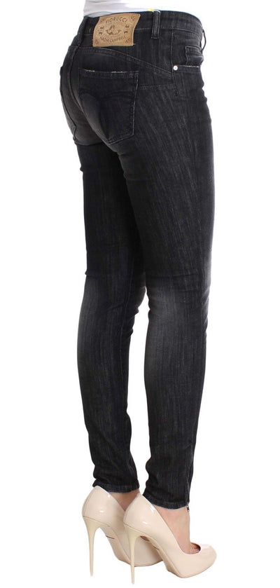 Gray Wash Cotton Denim Stretch Skinny Fit Jeans