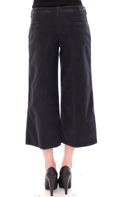 Blue Cotton Corduroys Cropped Jeans Pants