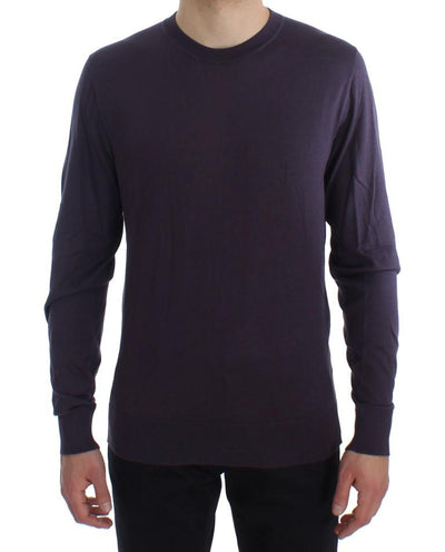 Purple Crewneck Pullover Silk Sweater