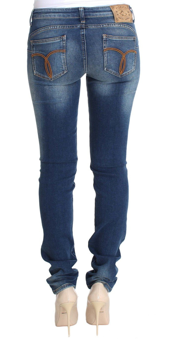 Blue Wash Cotton Denim Stretch Slim Fit Jeans