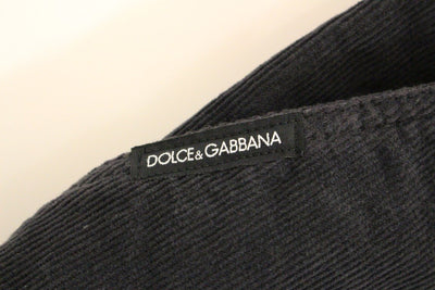 Blue Cotton Corduroys Cropped Jeans Pants