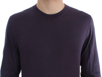 Purple Crewneck Pullover Silk Sweater