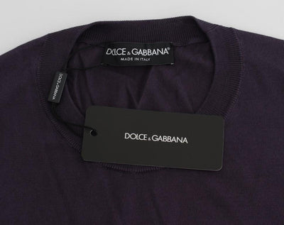 Purple Crewneck Pullover Silk Sweater