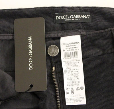 Blue Cotton Corduroys Cropped Jeans Pants