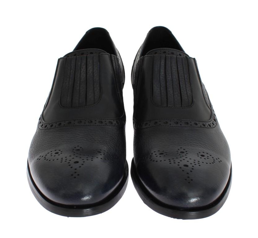 Blue Leather Dress Loafers
