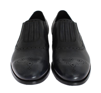 Blue Leather Dress Loafers