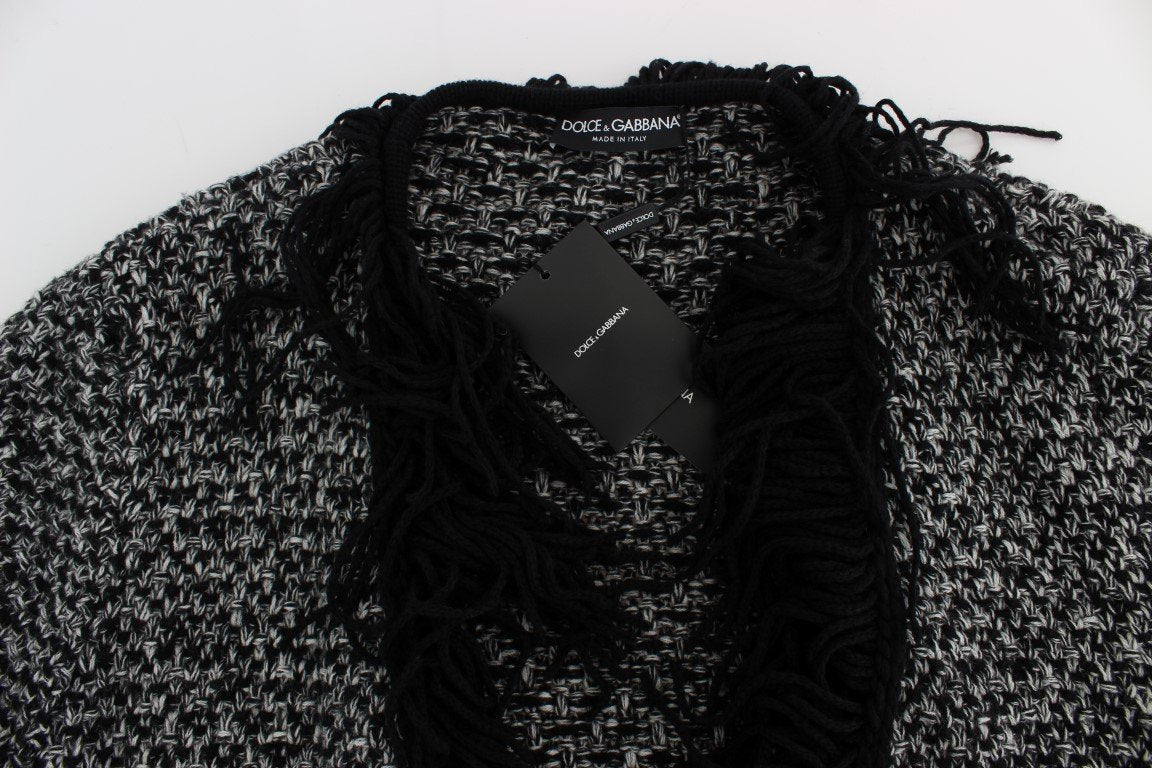 Black Gray Long Cape Cardigan Sweater