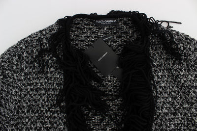 Black Gray Long Cape Cardigan Sweater