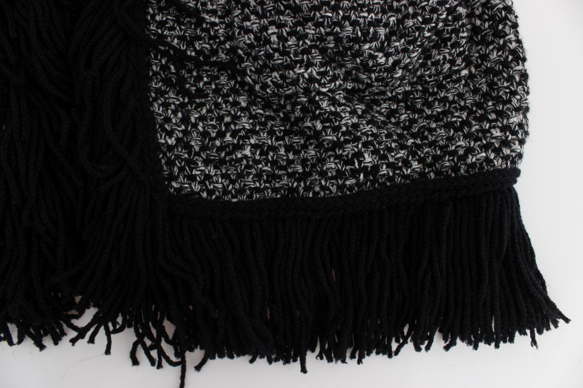 Black Gray Long Cape Cardigan Sweater