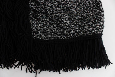 Black Gray Long Cape Cardigan Sweater