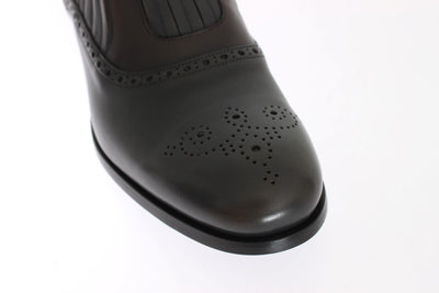 Gray Brown Leather Dress Loafers
