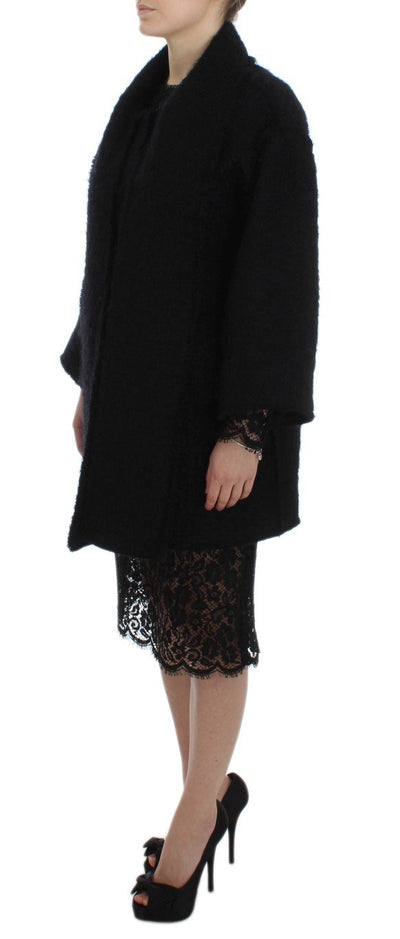 Black Wool Mohair Coat Jacket