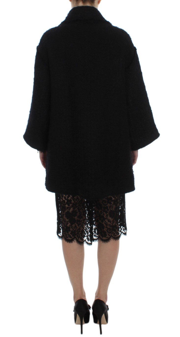Black Wool Mohair Coat Jacket