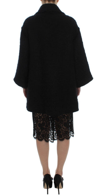 Black Wool Mohair Coat Jacket