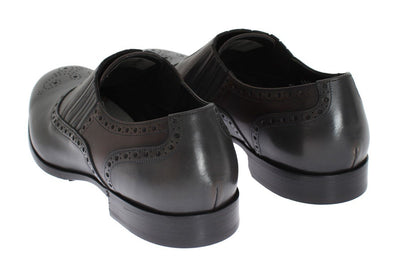 Gray Brown Leather Dress Loafers