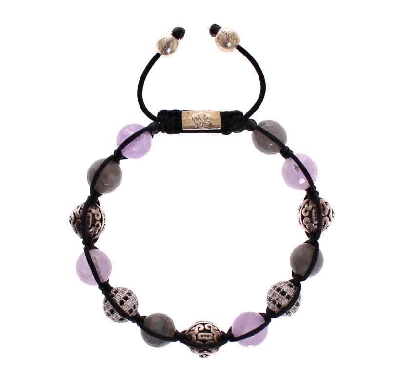 Labrodite Amethyst Black CZ 925 Silver Bracelet