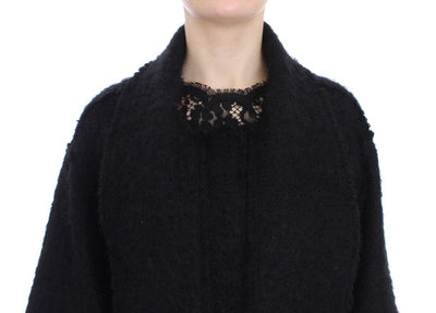 Black Wool Mohair Coat Jacket