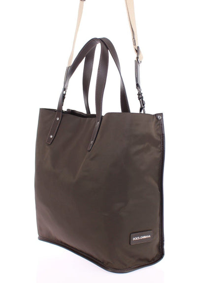 Brown nylon tote bag