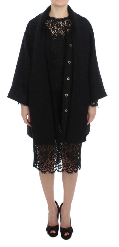 Black Wool Mohair Coat Jacket