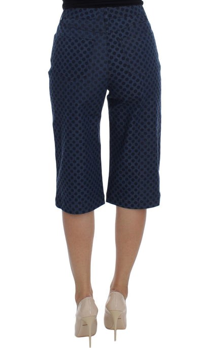 Blue Polka Dotted Denim Cotton Stretch Jeans