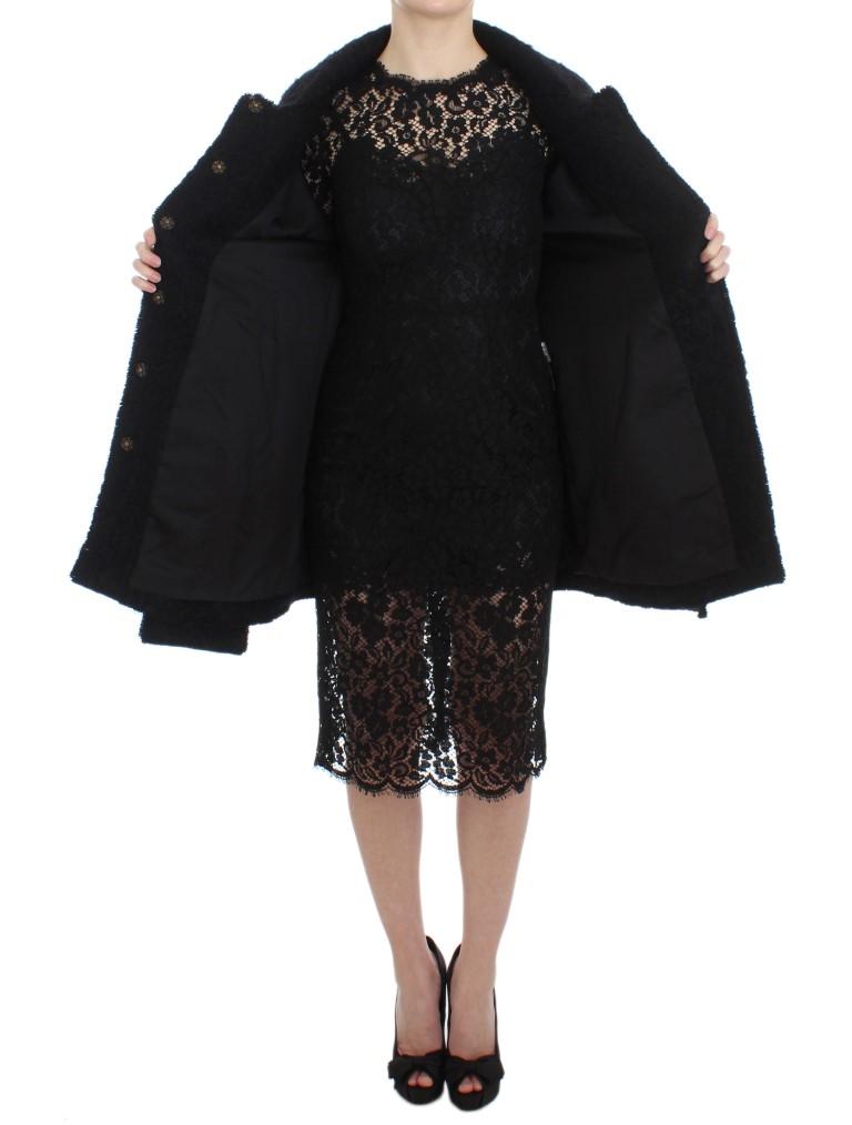 Black Wool Mohair Coat Jacket