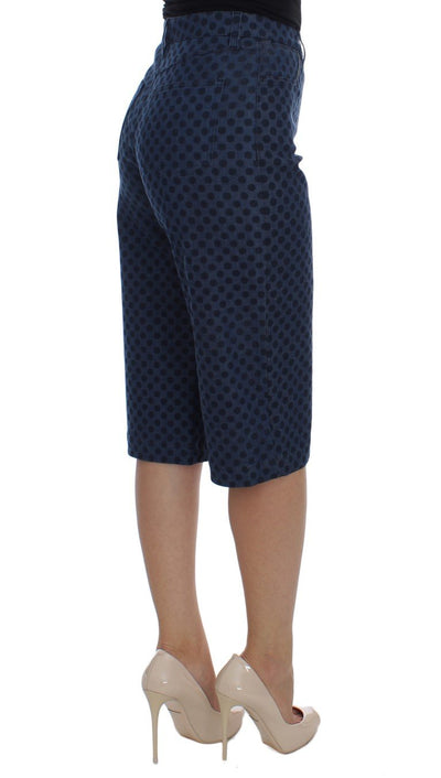Blue Polka Dotted Denim Cotton Stretch Jeans