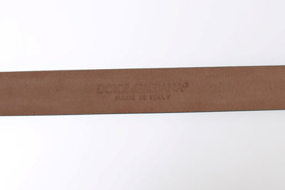 Green Leather Gold Branded Buckle Belt