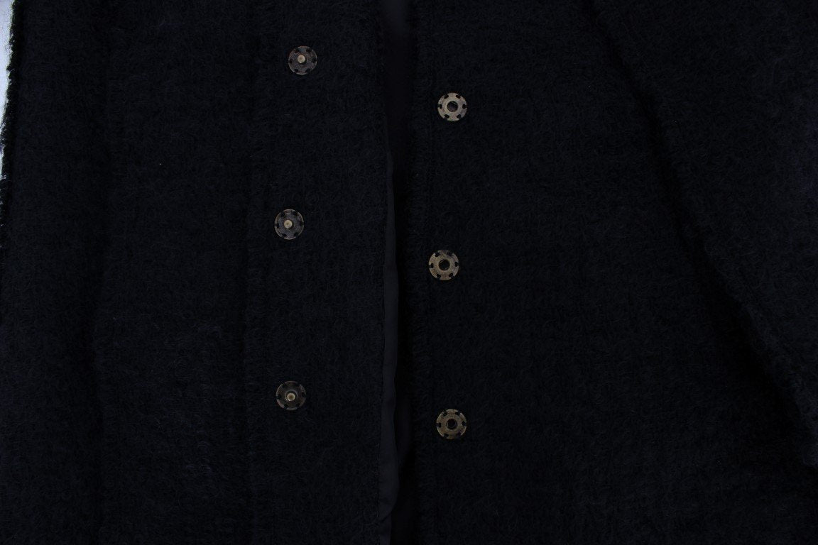 Black Wool Mohair Coat Jacket