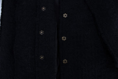 Black Wool Mohair Coat Jacket