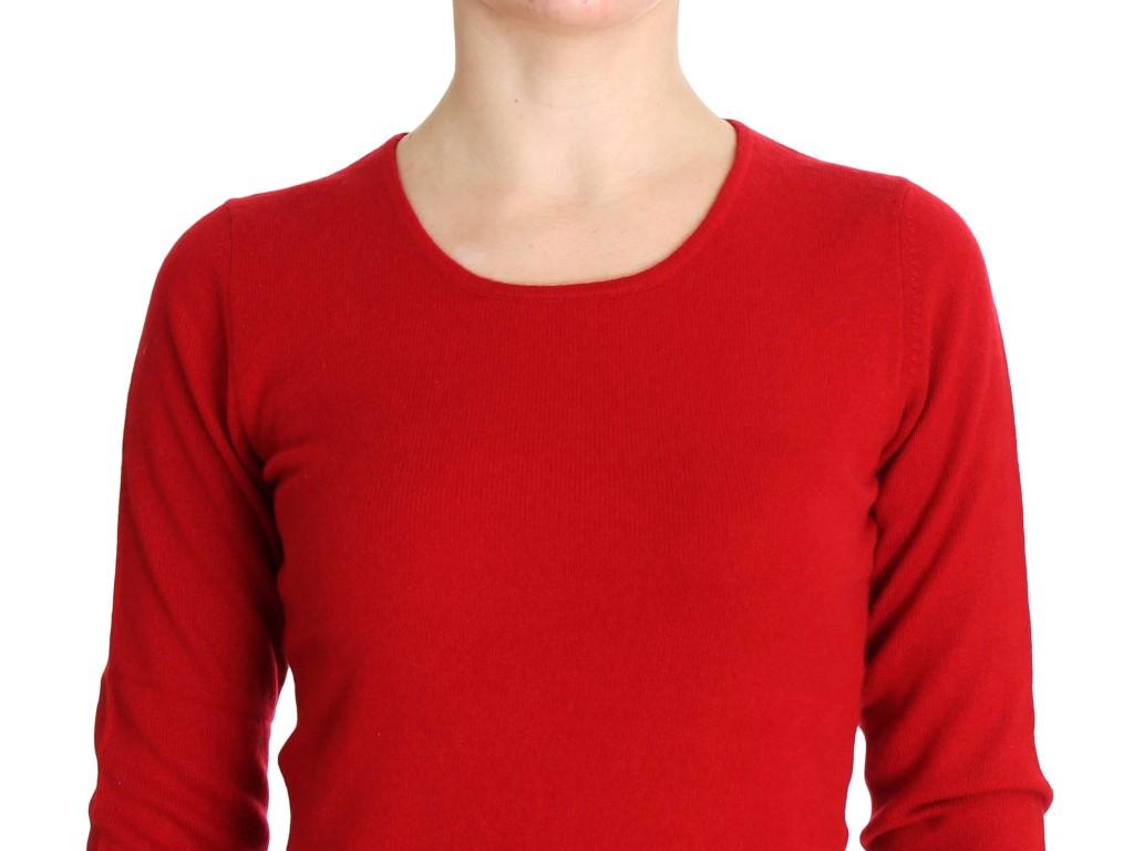 Red Cashmere Crewneck Pullover Sweater