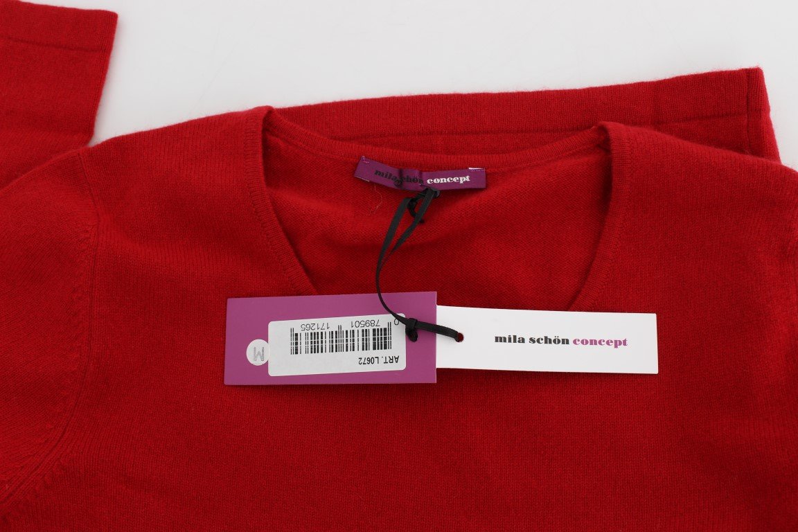 Red Cashmere Crewneck Pullover Sweater