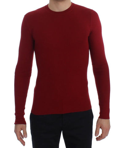 Red Cashmere Ribbed Pullover Sweater