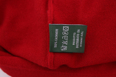 Red Cashmere Crewneck Pullover Sweater