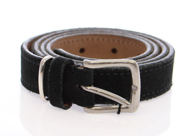 Blue Suede Leather Logo Belt